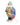 Santa Claus figurine holding a gold eagle emblem and an American flag on a white background
