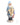Decorative figurine of a Santa Claus holding a gold eagle on a white background