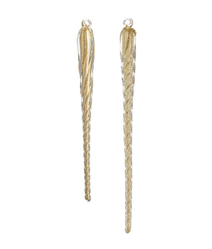 Blown Gold Glitter Icicle Glass Ornaments Set of 2