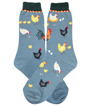 Women's Blue-Gray Chicken Socks