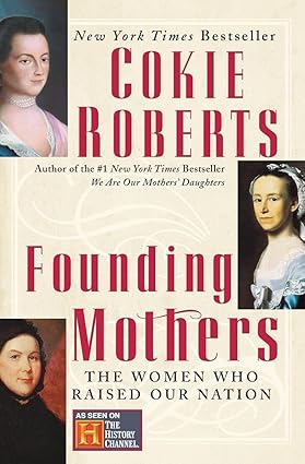 Book cover of 'Founding Mothers' by Cokie Roberts featuring portraits of women and the book title.
