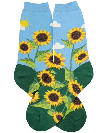 Socks with sunflower design on a white background