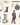 Collection of vintage illustrations featuring men, hats, boots, and other accessories on a beige background.