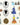 Collection of vintage-style stickers including dresses, frames, and decorative elements on a white background.