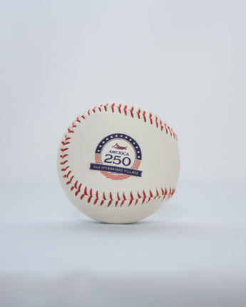 Baseball with a logo on a white background