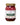 Jar of pickled red onions with a gold lid on a white background