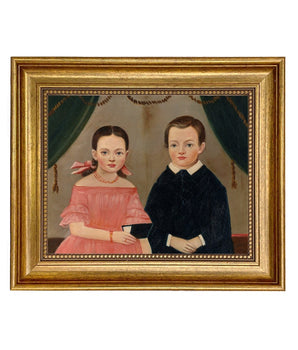 Girl in Pink with Brother Framed Print