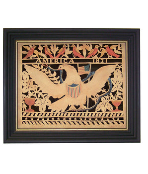 Patriotic Eagle Scherenschnitte Paper Cut Framed Art