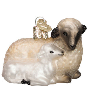 Sheep with Lamb Glass Ornament