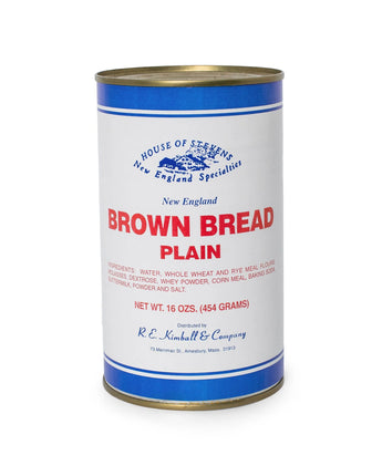 Can of House of Stevens Brown Bread on a white background