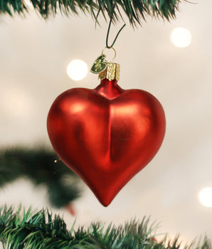 Matte Red Heart Glass Ornament