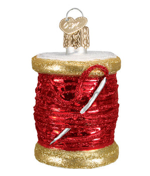 Spool of Red Thread Glass Ornament
