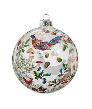 Woodland Creature Christmas Tree Ornament Ball Glass