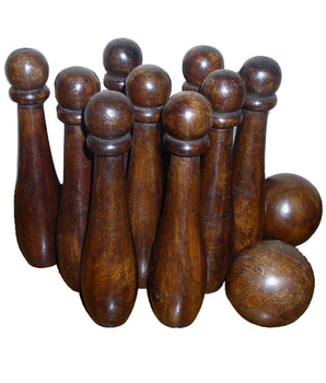 Antique 9-Pin Wooden Bowling Set