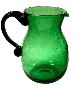 Hand-Blown Green Thick Glass Beverage Pitcher