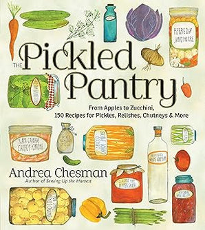 Book cover of 'The Pickled Pantry' with illustrations of pickles and vegetables.
