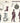 Collection of vintage illustrations featuring men, hats, boots, and other accessories on a beige background.