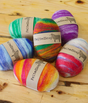 Felted Wool Colorful Bar Soap