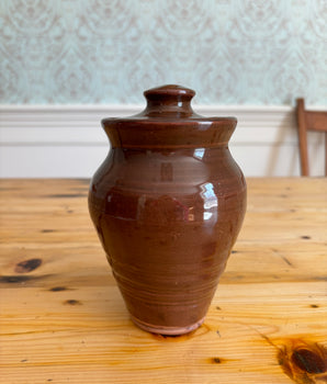 Old Sturbridge Village Handmade Redware Pottery Covered Jar Small