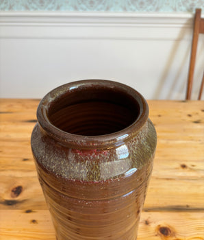 Old Sturbridge Village Handmade Redware Pottery Open Jar Large