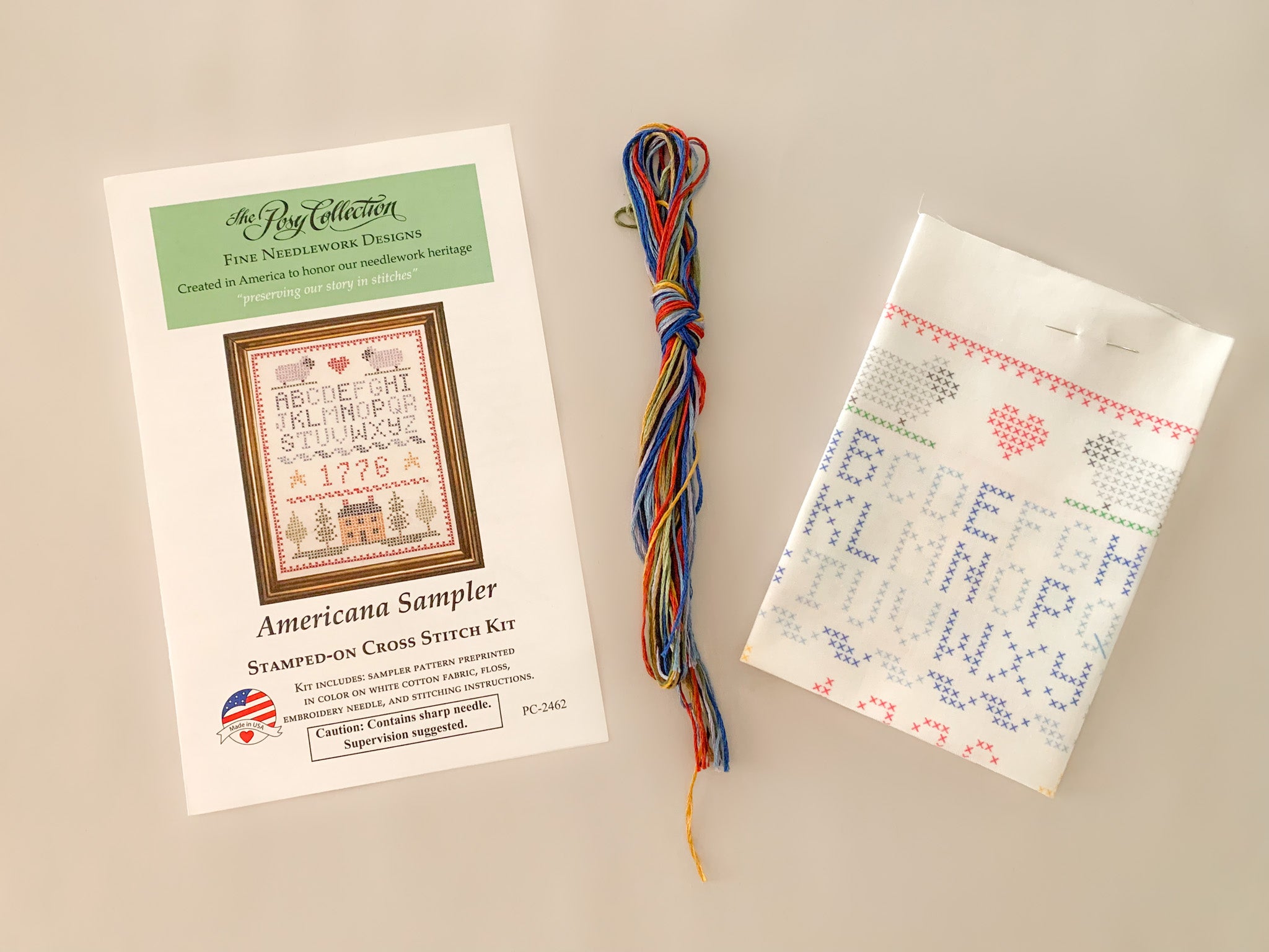 Americana Sampler Stamped-on Cross Stitch Kit