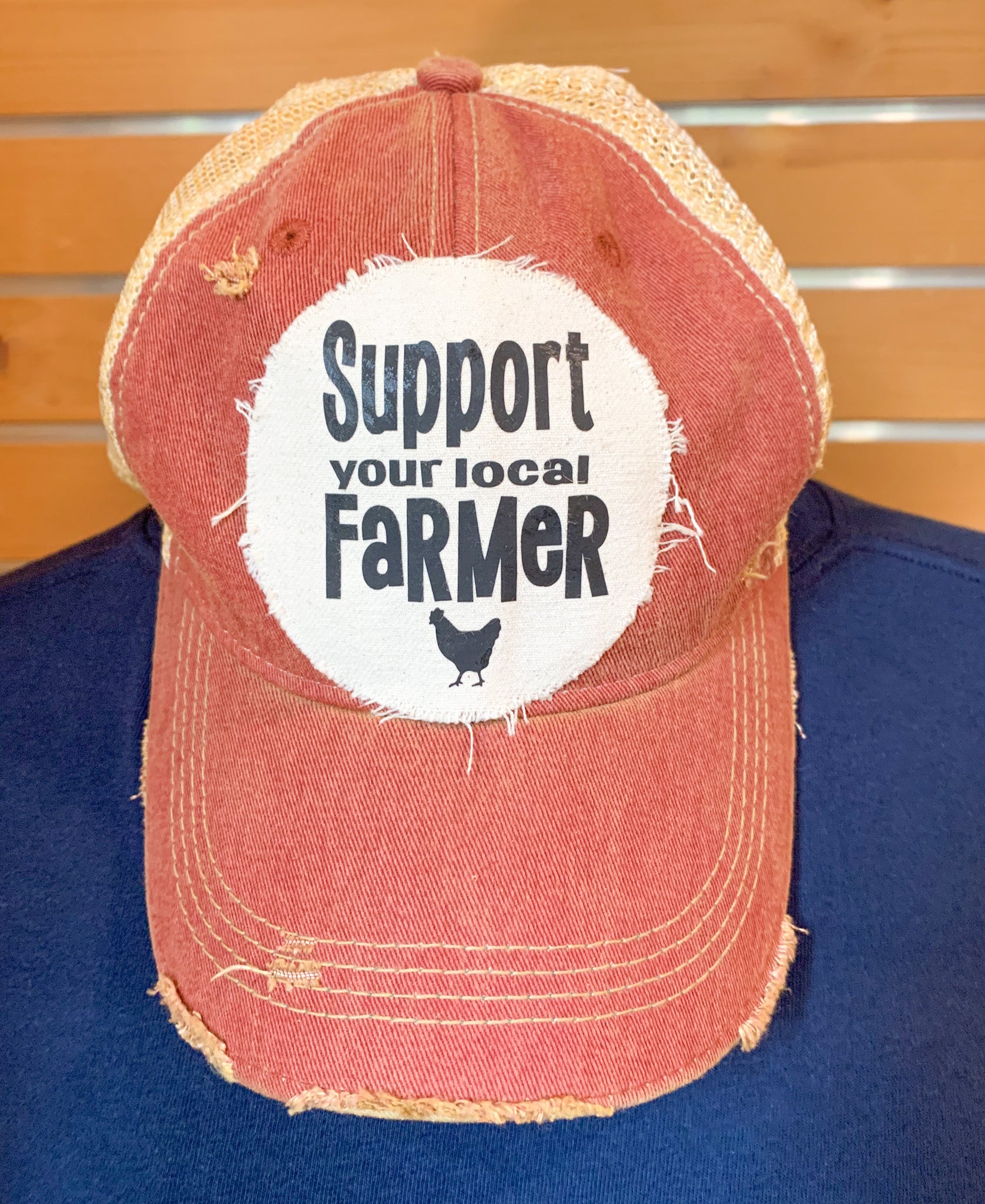 Support Your Local Farmers Distressed Vintage Trucker Hat
