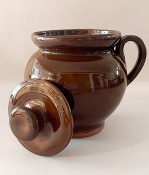 Old Sturbridge Village Handmade Redware Pottery Beanpot Large