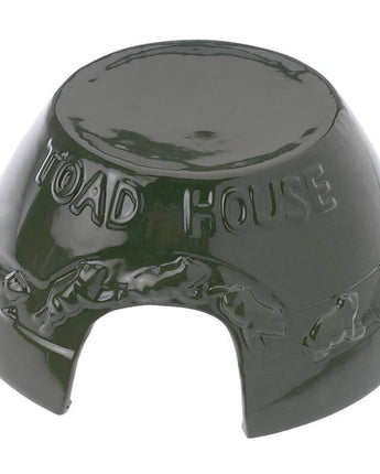 Green ceramic toad house with 'Toad House' branding on a white background