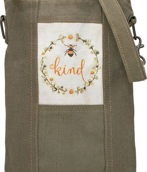 Bee Kind Recycled Military Tent Crossbody Bag