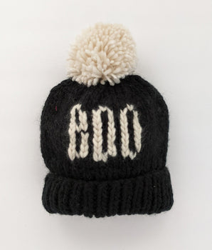 "Boo" Knit Hat with Pom Pom