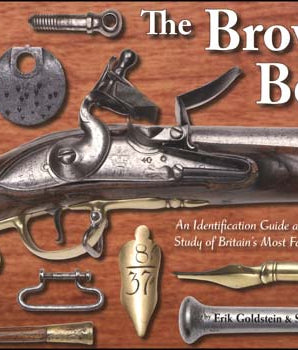 Book cover of 'The Brown Bess' with a flintlock musket and related components on a wooden background.
