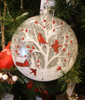 Cardinal Hand Painted Round Ornament