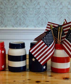 Red, White & Blue Ceramic Mason Jars