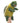 Green turtle puppet with a yellow sweater on a white background