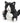 Plush toy cat with black and white fur on a white background