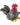 Plush rooster toy with gray body, red comb, and yellow feet on a white background