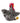 Plush rooster toy with gray feathers, red comb, and yellow feet on a white background