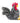 Plush salt and pepper black and white rooster puppet toy with a red comb on a white background