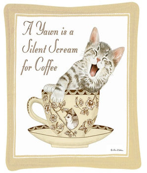 A Yawn is a Silent Scream for Coffee Coffee Cat Spiced Mug Mat