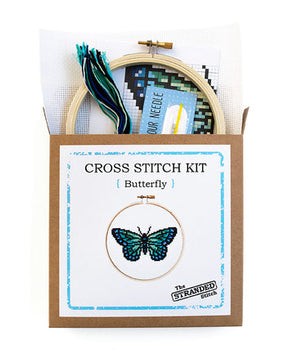 Blue and Green Butterfly Mini Cross Stitch Craft Kit