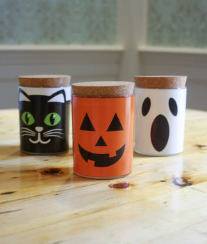 Halloween Candles Glass Jar Assorted